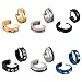 BMC 6pc Mens Stainless Steel Fashionable Multicolor Crystal Studded 4mm Luxury Hinge Snap Hoop Earrings Lot