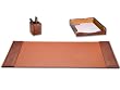 Brown Crocodile Embossed Genuine Top-grain Leather 3-piece Desk Accessory Set