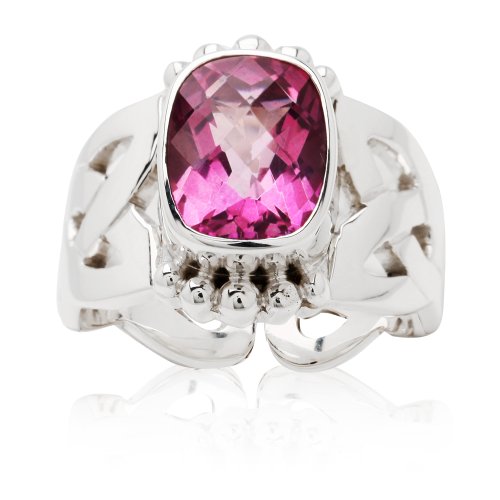 Sajen Sterling Silver Pink Topaz Celtic Ring, Size 6