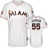 Josh Johnson Jersey: Miami Marlins #55 Home White Authentic Cool Base&Atilde;&cent;"&Acirc;&cent; Jersey with Marlins Park Inaugural Season Patch