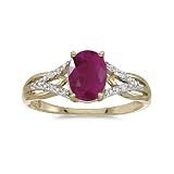 14k Yellow Gold Oval Ruby And Diamond Ring