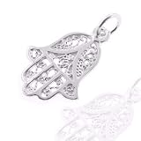 925 Sterling Silver Jewelry, Hamsa Designed Charm, Adjustable Fit, Plus Free Special Gift Pouch