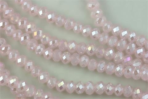 Chinese Crystal Glass Beads Faceted Rondelle 8mm Rose Quartz AB (2963)