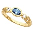 14K Yellow Gold London Blue Topaz and Diamond Ring