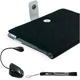 Amazon Kindle 2 Black/Silver Faux Canvas e-Book Reader Carrying Case Cover Melrose Series + Indlues a 4-Inch Determination Hand Strap + also includes a "Read in the Dark LED Light" with a Flexible GooseNeck