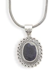 Oxidized Rough-Cut Sapphire Necklace in Sterling Silver
