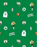 NBA Boston Celtics Green Basketball Print Fleece Fabric by the yard