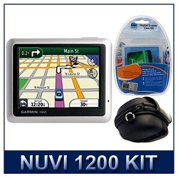 Garmin - Nuvi 1200 North America City GPS 3.5 Inch Ultra-Thin, Digital Screen Care Kit (Includes; Screen overlays, Clean Cloth, Wet/Dry Wipes), IR-CA101 - Portable GPS Deluxe Travel Protective Hard Carrying Case