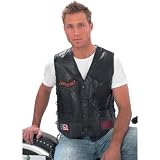 Diamond Plate Mens Leather Biker Vest w/ Patches XL
