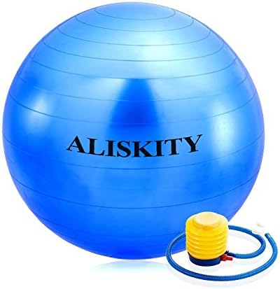 ALISKITY Anti-Burst and Slip Resistant Fitness Ball & Exercise Stability Ball & Yoga Ball and Balance Ball with Pump and Instructions (Blue, 65cm)