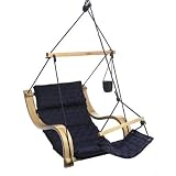 Navy Blue Basket Weave Outdoor Hanging Lounger Chair