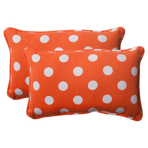 Pillow Perfect Indoor/Outdoor Polka Dot Corded Rectangular Throw Pillow