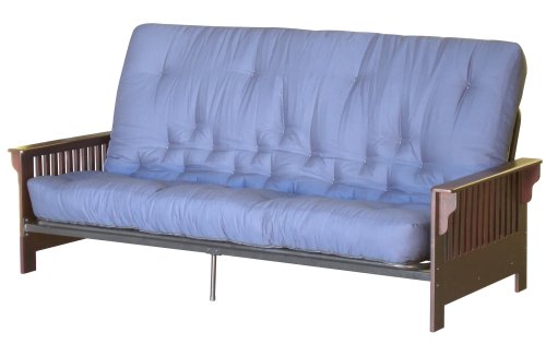 Big Tree Furniture Full Size Futon Sofa Sleeper Set with 2 Matching Pillows, Mahogany