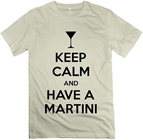 JIALE Men's Keep Calm Martini T Shirt Small Natural