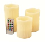 Picture of Frostfire Mooncandles Vanilla Scented Dripping Wax Colour Changing Candles with Remote Control, 4-inch/ 5-inch/ 6-inch