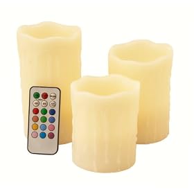 Frostfire Mooncandles Vanilla Scented Dripping Wax Colour Changing Candles with Remote Control, 4-inch/ 5-inch/ 6-inch