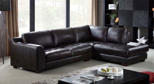2pc Contemporary Modern Leather Sectional Sofa, 