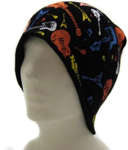 Colorful Guiter Print Beanie Ski Hat Cap