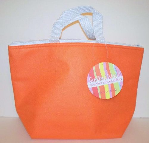Sanibel Island Insulated Zippered Lunch Tote Cooler Bag, Orange - Perfect for Halloween!