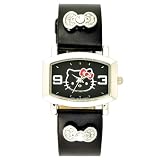 Hello Kitty Kids' HK1434 Black Strap Bow Accented Silver-Tone Watch