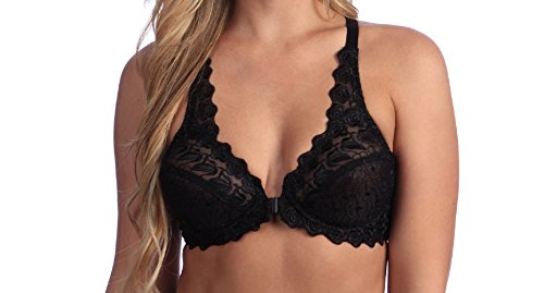 Valmont Front Close Lace Cup Underwire Bra - 8323 (40D, Black)