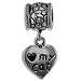 Heart My Cat with Paw Print Dangle on Cylinder European Bead Charm, Pandora Bead and Bracelet Compatible