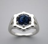 14k White Gold Hexagonal Ring With Natural Blue Sapphire 1.70CT