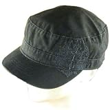 COTTON DISTRESS CADET MILITARY EMBROIDERED HAT CAP BLACK LARGE / EXTRA LARGE