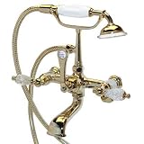 American Bath Factory F1-1120-PB-F9-9300-KL-PB F1-1120 Wall Mount Bathtub Faucet, Krystal Lever Hand