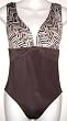 Contemporary 1 PC Swimsuit with Deep Plunge Neckline in Zigzag Sizes S-XL