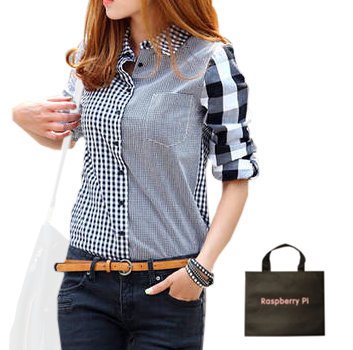 (ラズベリーパイ)RaspberryPi レディース 『 スタイリッシュ チェック シャツ 』 S M L オリジナルエコバッグセット sh237r