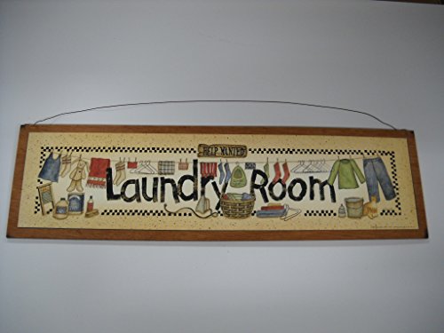 Laundry Room Help Wanted Wooden Country Home Wall Art Sign 5x19