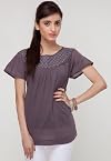 Short Sleeve Basic Grey Top