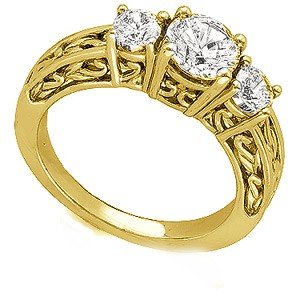 14K Yellow Gold Diamond Three-Stone Anniversary Band - 1.25 Ct.