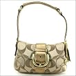 Coach Signature Soho Flap Shoulder Bag 13042 Khaki Antique Gold