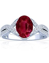 Platinum Oval Cut Ruby Ring With Sidestones