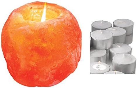 WBM Himalayan Light #3002 Natural Air Purifying Salt Crystal Candle Holder Set with 10 Tea Light Candles and Instructions (1)