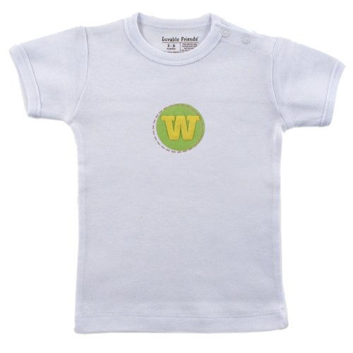 Hudson Baby Personalized Initial Tee Top - W, Neutral
