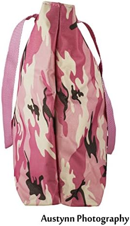 Tote Shoulder Zipper Large Bag Book Travel Camoflage Camo Military Pattern Pink