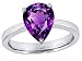 Original Star K(tm) Large 11x8 Pear Shape Solitaire Engagement Ring With Simulated Amethyst in .925 Sterling Silver Size 5