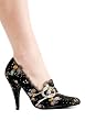 4.5 Inch Decorative Fabric Pump Women's Size Shoe With Rhinestones And Buckle Detail