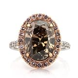 6.31ct Fancy Dark Orange Brown Oval Cut Diamond Engagement Anniversary Ring thumbnail
