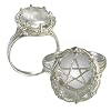 Large Clear Quartz Gemstone Pentacle Pentagram Ring Wicca Pagan Jewelry (sz 4-15)