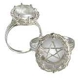 Large Clear Quartz Gemstone Pentacle Pentagram Ring Wicca Pagan Jewelry (sz 4-15)