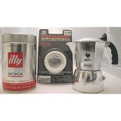 Bialetti Espressokocher Moka Brikka 2 Ta + Dichtungsset + illy Espresso gemahlen MOKA 250 g - 2,99 EUR/100 g