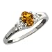 0.54 Ct Orange Oval Tourmaline and White Diamond Sterling Silver Ring
