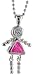 Sterling Silver October Birthstone Baby Brat Girl Pendant w/ Pink Tourmaline Color Cubic Zirconia
