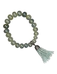 18kt Gold 0.74cts Pave Diamond Single Strand Tassel Beaded Bracelet 202.01cts Gemstone Silver Fashion Jewelry