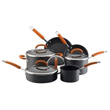 Rachael Ray 80655 10-Piece Hard-Anodized Cookware Set Orange