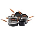 Rachael Ray Hard Anodized Nonstick 10-Piece Cookware Set, Orange